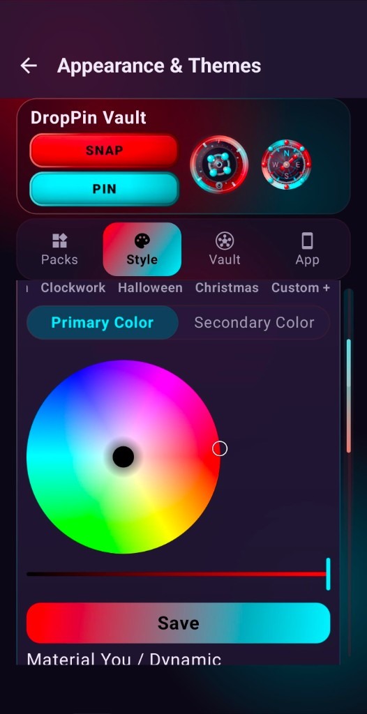 Custom + color wheel: dial primary and secondary colors