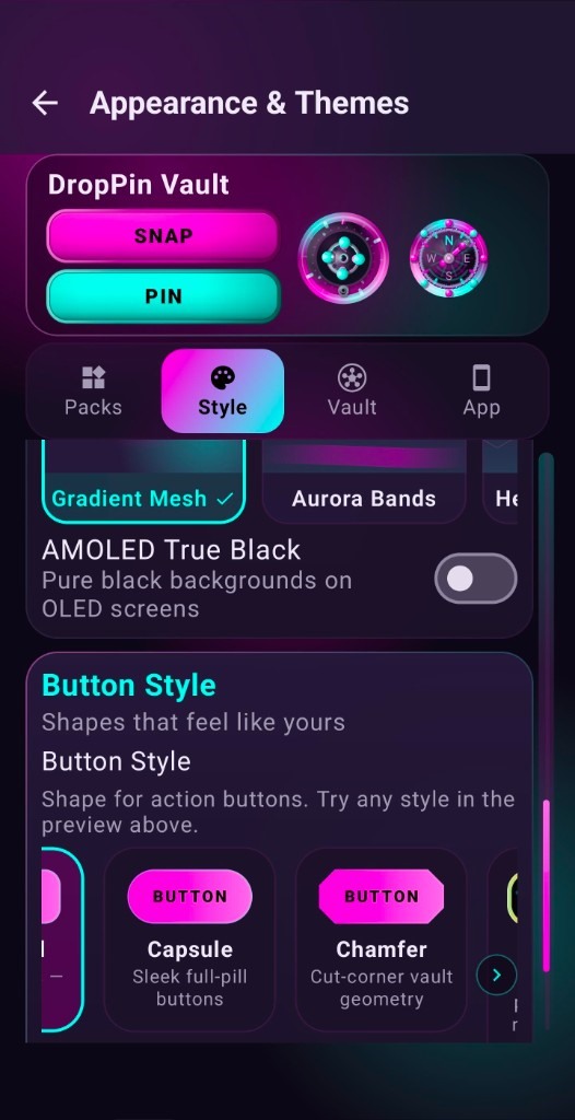 Appearance Style tab: Gradient Mesh with Capsule and Chamfer buttons